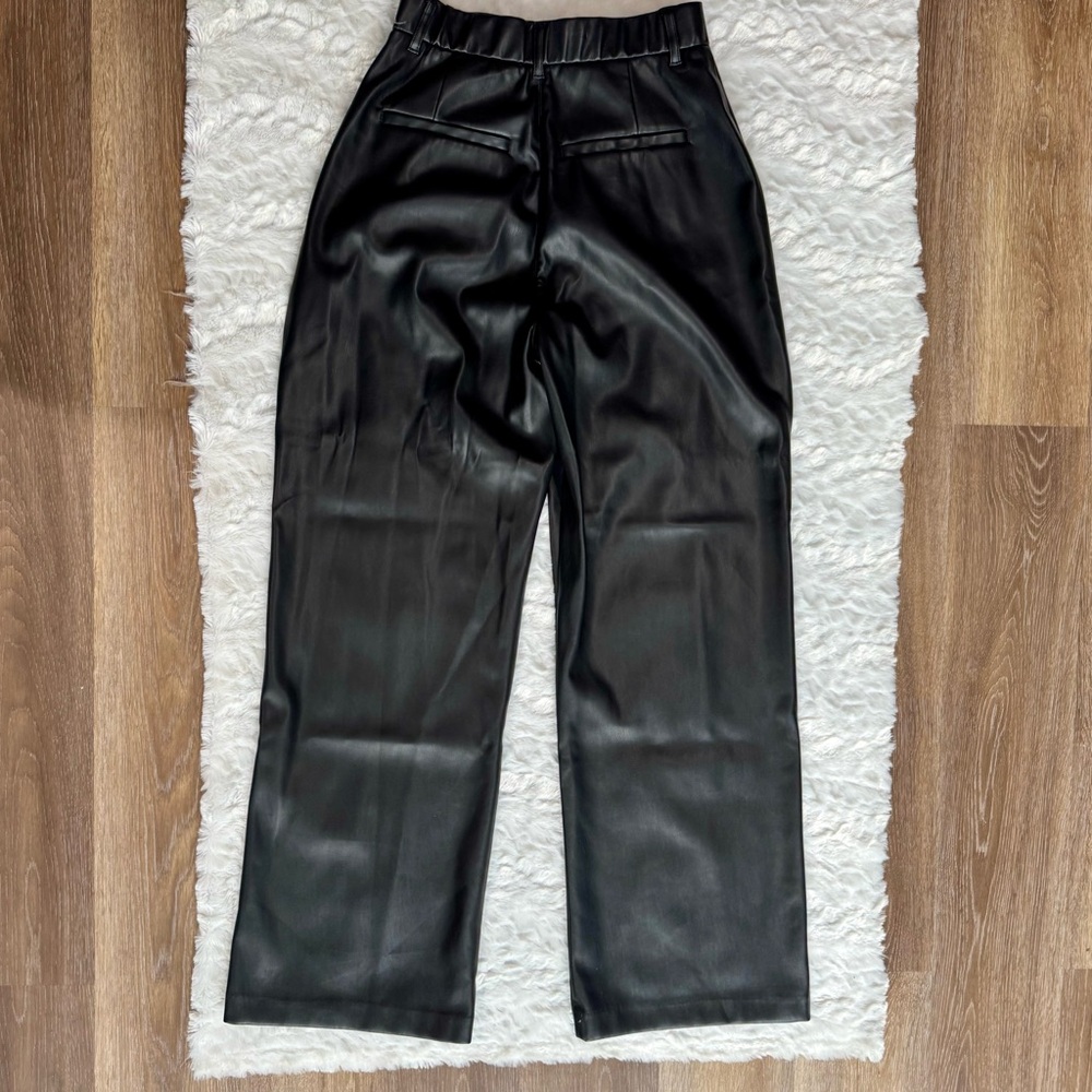 Abercrombie & Fitch | Black Vegan Leather Curve Love Tailored Wide Leg Pants - Picture 10 of 10